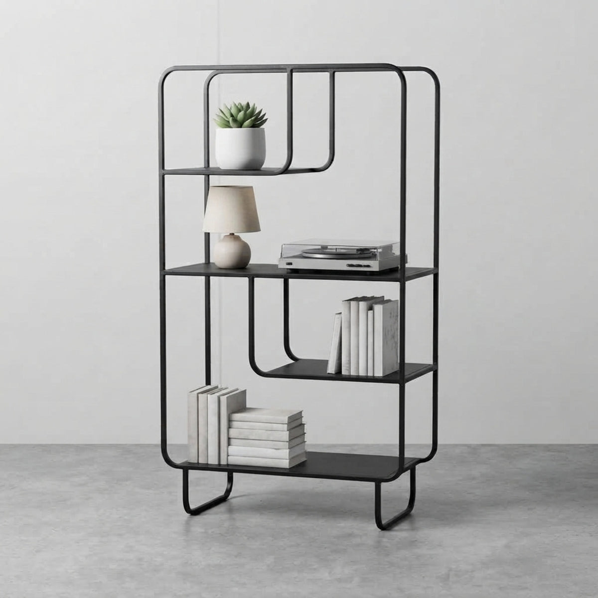 Freya Kademeli Geometrik Metal Kitaplık
