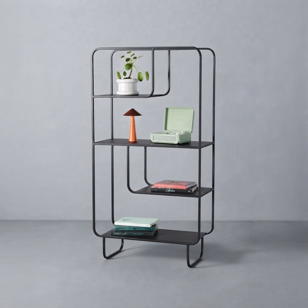 Freya Kademeli Geometrik Metal Kitaplık