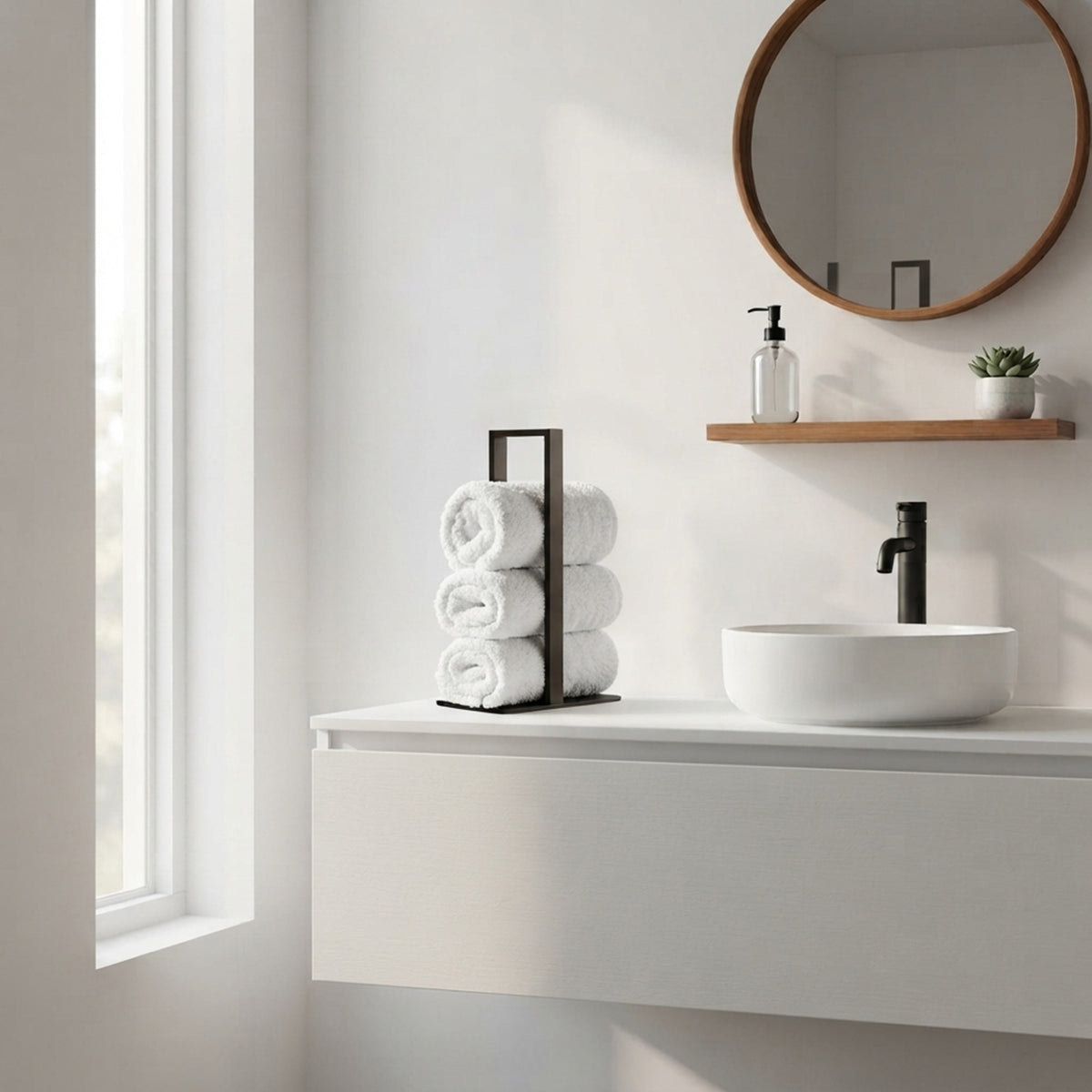 Asrem Minimalist Metal El Havluluğu | Tezgah Üstü Havlu Standı